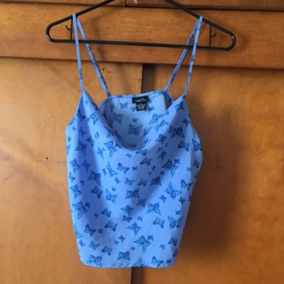 Rue 21 Blue Butterfly Tank Top - Picture 1 of 2